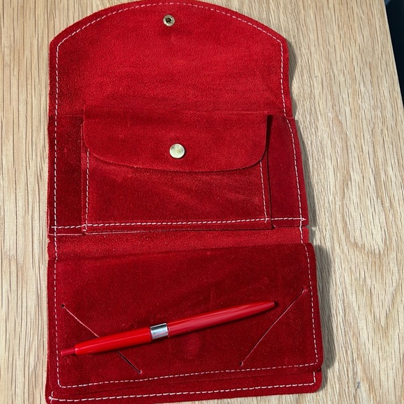 Vintage Red Orange Suede Wallet - Picture 3 of 15
